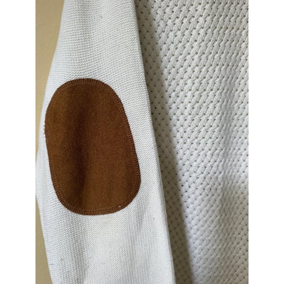 Lety & Me Women's‎ White Knit Sweater S XL Coastal Nautical Pullover Elbow Patch - Picture 9 of 15